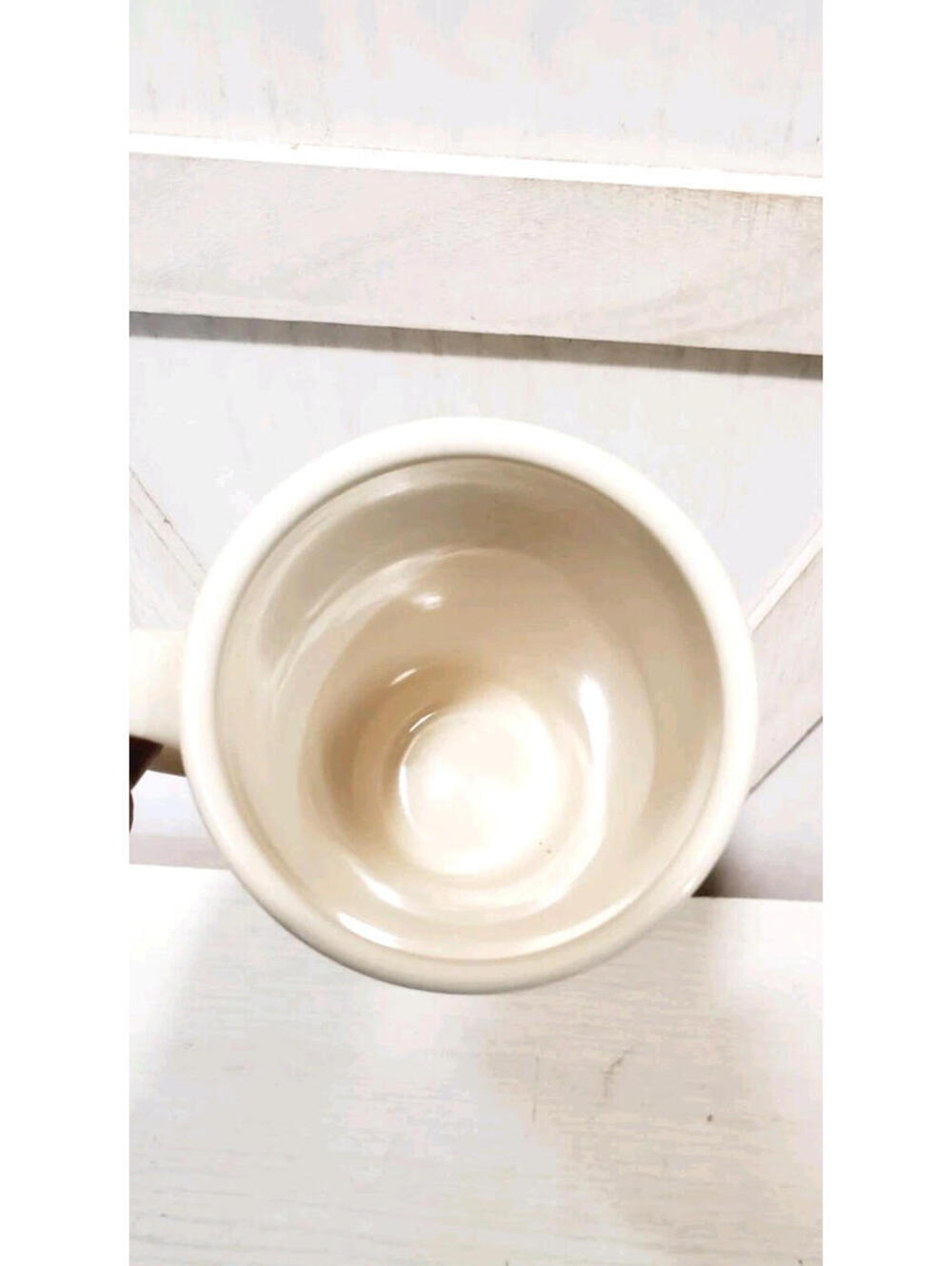 Longaberger Tall 16oz Travel Coffee Tea Mug Ivory 6.5" Pottery Woven Traditions - Picture 5 of 7